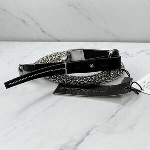 Marc Cain Black Leather Silver Chain Belt NWT ✨